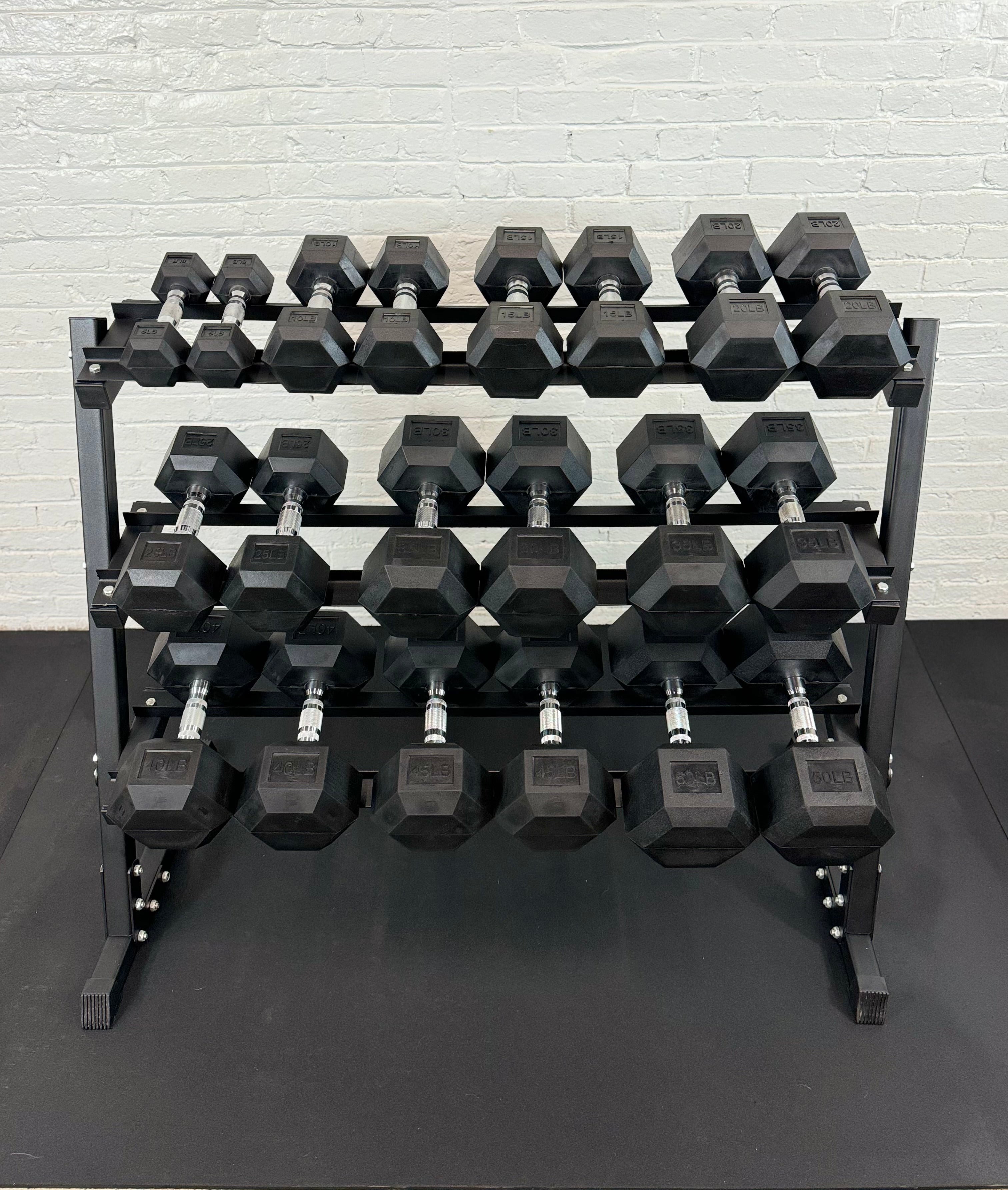 5–50LB Rubber Hex Dumbbell Set