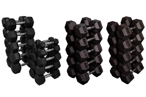 Dumbbells Hex Rubber Coated 5-100 lbs (Create Your Own Set)