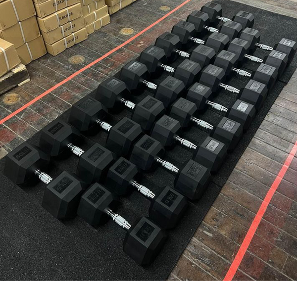 Dumbbells Hex Rubber Coated 5-100 lbs (Create Your Own Set)