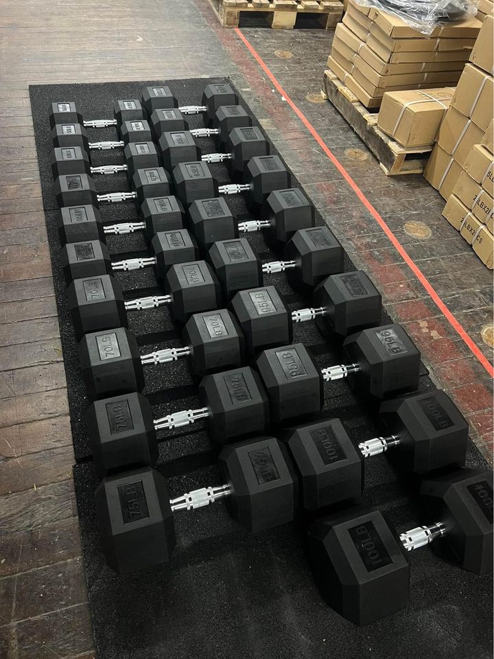 Dumbbells Hex Rubber Coated 5-100 lbs (Create Your Own Set)