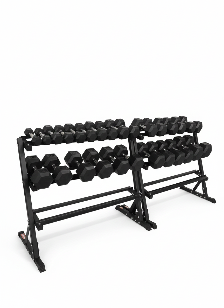 5–70LB Rubber Hex Dumbbell Set (Dumbbells only)