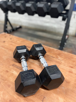 Dumbbells Hex Rubber Coated 5-100 lbs (Create Your Own Set)