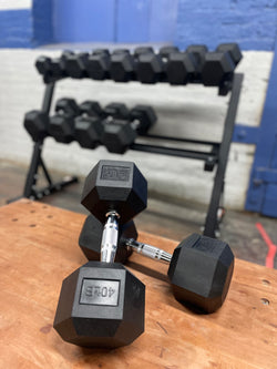 Dumbbells Hex Rubber Coated 5-100 lbs (Create Your Own Set)